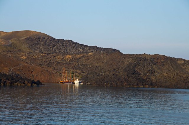 View of the caldera from the boat leaving Santorini (C) Matt Wilson